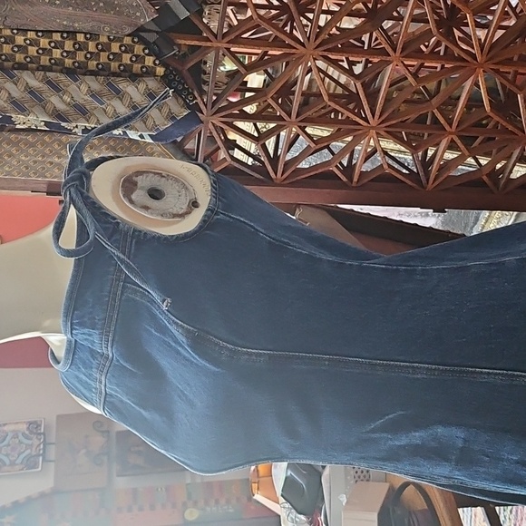 New W Tag MESHKI Baker Off-Shoulder Dark Denim Mini Dress Size Small - Picture 3 of 13